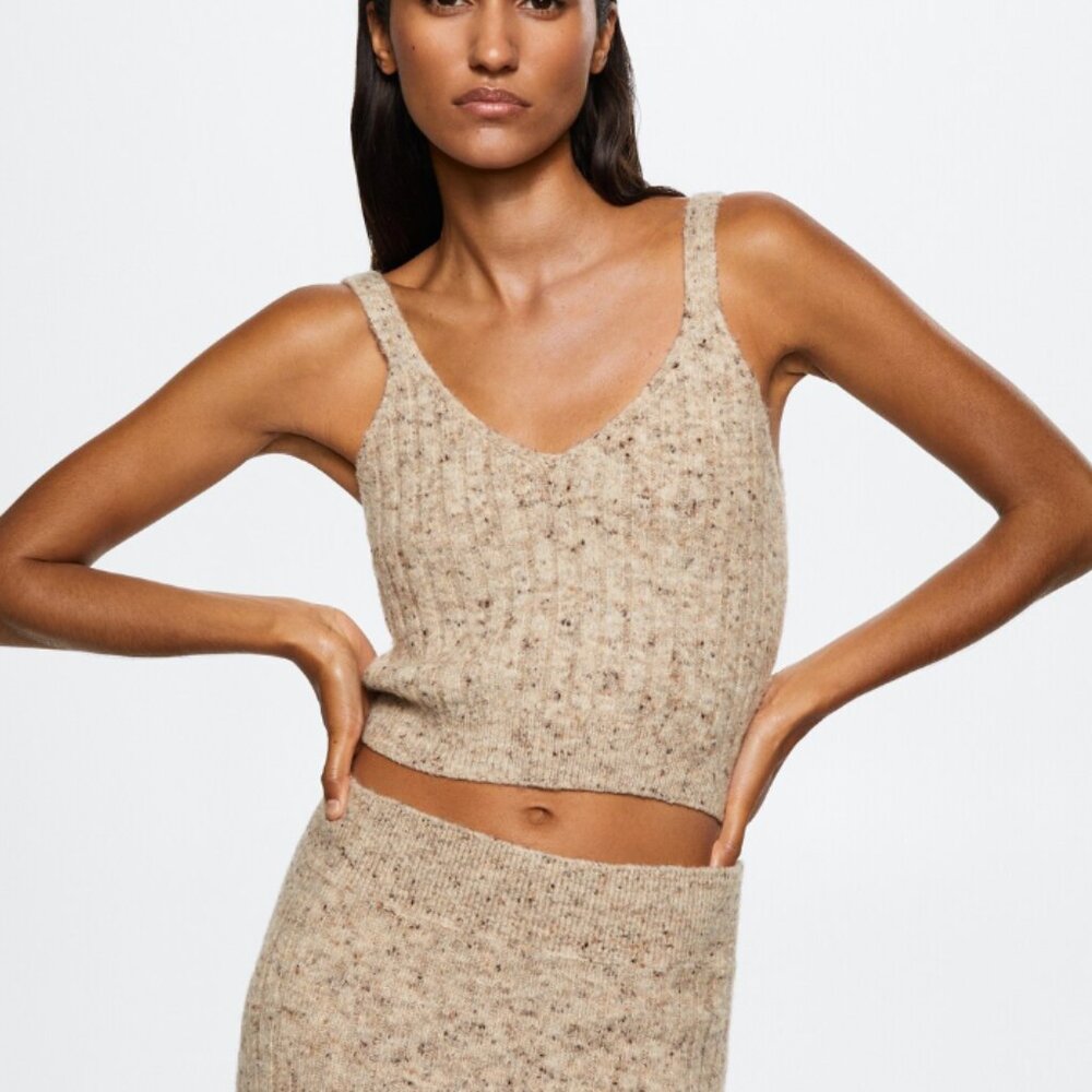 mango Marbled ribbed knitted top